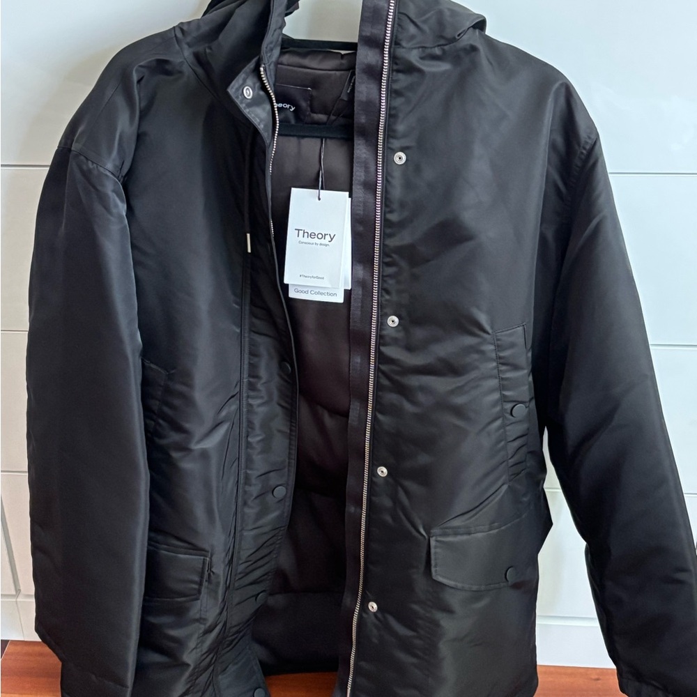 Theory Black Aero Nylon Puffer Jacket - Picture 3 of 5